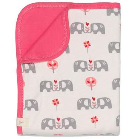 Paturica din bumbac organic, Elefant Pink, 80x100 cm, F32037, Fresk