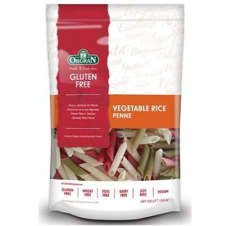 Penne din orez cu legume fara gluten, 250g, Orgran