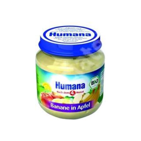 Piure Bio cu banane si mar, Gr. 4 luni, 125 g, Humana