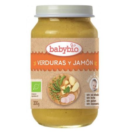 Piure Bio cu cartofi, mazare si jambon, +8luni, 200g, BabyBio