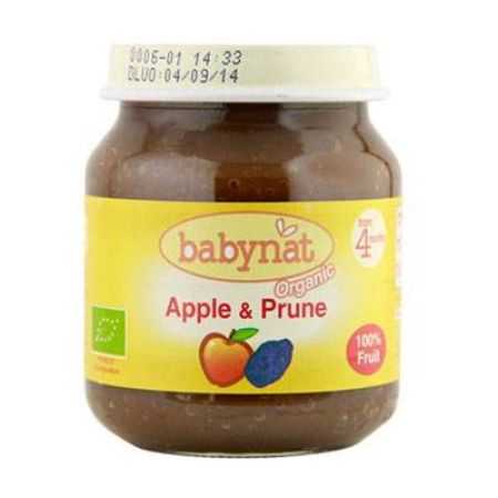 Piure Bio cu mere si prune, +4 luni, 130 g, Babynat