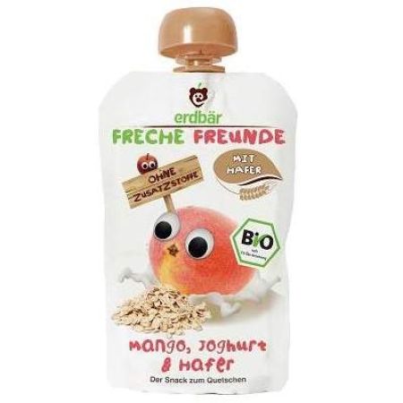 Piure Bio de mango, iaurt si ovaz, 100 g, Freche Freunde