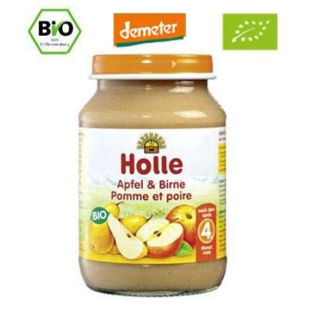 Piure Bio de mere si pere, 4 luni, 190 g, Holle Baby Food