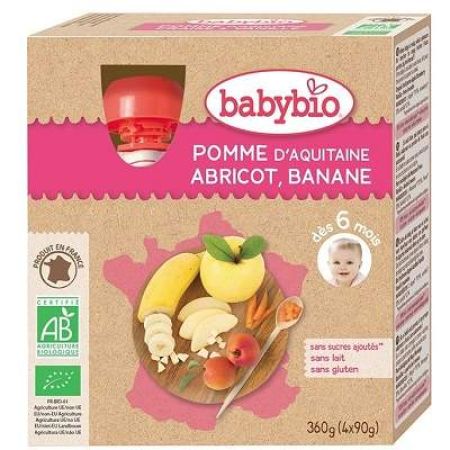 piure Bio Desert din caise, mere si banane, +6luni, 4x90g, BabyBio