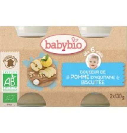 Piure Bio Desert din mere cu biscuiti, +6luni, 2X130g, BabyBio