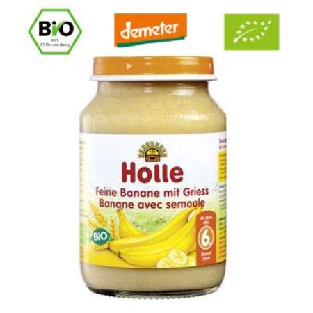 Piure Bio din banane si gris, Gr. 6 luni, 190 g, Holle Baby Food