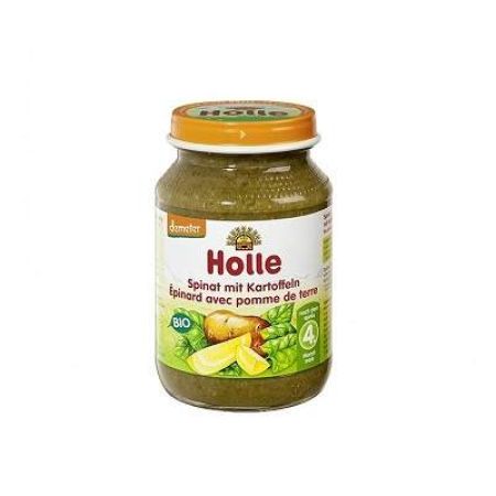 Piure Bio din spanac si cartof, +4 luni, 190 g, Holle Baby Food