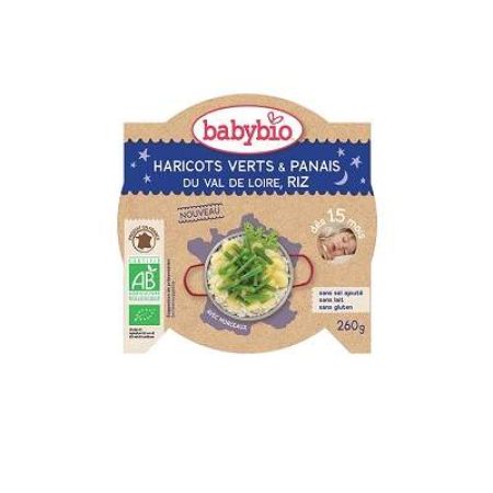 Piure Bio Meniu din fasole verde, pastarnac si orez, +15luni, 260g, BabyBio