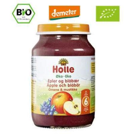 Piure Bio mere si afine, Gr+4luni, 190g, Holle Baby Food