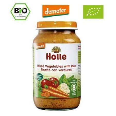 Piure Bio mix de legume cu orez, +8 luni, 220 g, Holle Baby Food