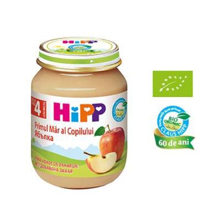 Piure Bio Primul mar al copilului, +4 luni, 125 g, Hipp