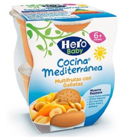 Piure de fructe cu biscuiti, 2 x 200 g, Hero Baby