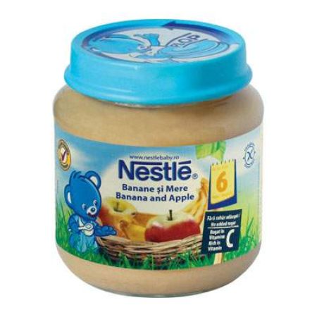 Piure de mere si banane, +6 luni, 130 g, Nestle