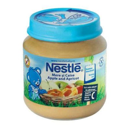 Piure de mere si caise, +6 luni, 130 g, Nestle