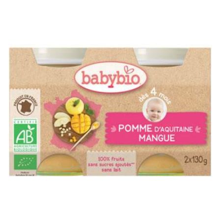 Piure de mere si mango, Gr. 4 uni, 2x130 g, Babybio