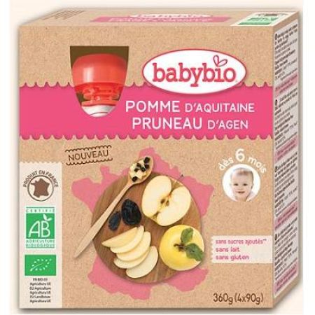 Piure de mere si prune, +6 luni, 4x90g, BabyBio