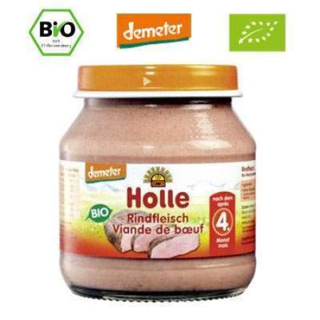 Piure Bio cu carne de vita, +4 luni, 125 g, Holle Baby Food