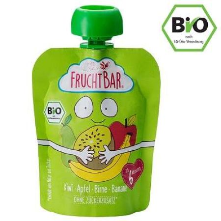 Piure Eco de kiwi, mere, pere si banane, +6luni, 90g, Frucht Bar