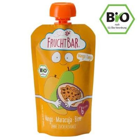 Piure Eco de mango, fructul pasiunii si pere, +6luni, 120g, Frucht Bar