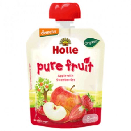 Piure eco din mere si capsuni, +8 luni, 90gr, Holle Baby Food