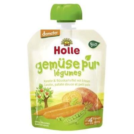 Piure eco din morcov, cartof dulce si mazare, +4 luni, 90gr, Holle Baby Food