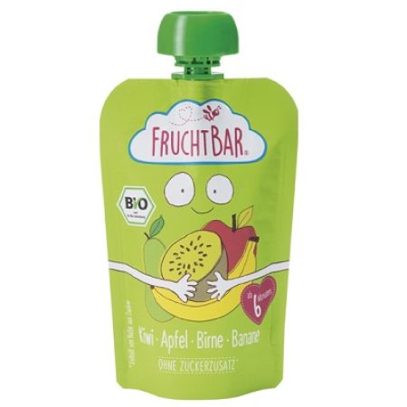 Piure Eco Pouch din Kiwi, Mere, Pere si Banane +4 luni, 100g, Frucht Bar