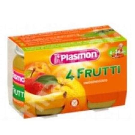 Piure omogenizat din 4 fructe, +6luni, 2x104g, Plasmon