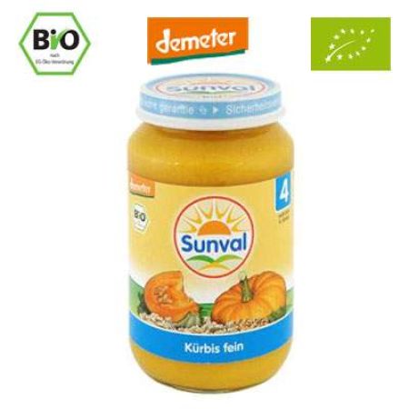 Piure Organic de dovleac, Gr. +4 luni, 190 g, Sunval