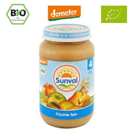 Piure Organic de fructe, Gr. +4 luni, 190 g, Sunval