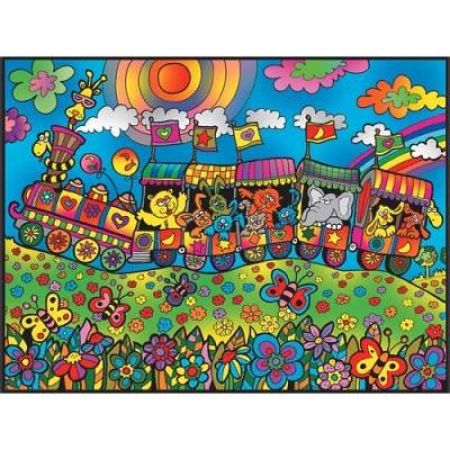 Plansa speciala de colorat pe catifea, Tren, L82, Colorvelvet