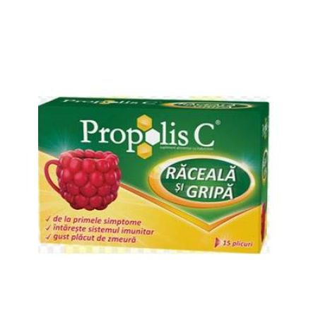 Propolis C cu gust de zmeura, 15 plicuri, Fiterman