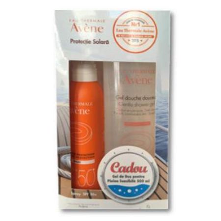 Protectie solara Spray SPF 50+ 200 ml + Cadou Gel de dus pentru piele sensibila pachet Avene, 500 ml, Pierre Fabre