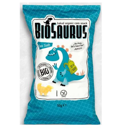 Pufuleti Bio din porumb si sare de mare fara gluten Biosaurus, 50 g, Mc Lloyd's