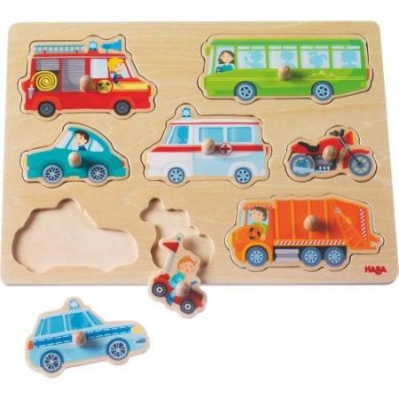 Puzzle 8 piese Lumea vehiculelor, 12 luni+, Haba