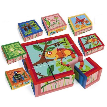 Puzzle cuburi Jungla Vesela, 6181101, Scratch