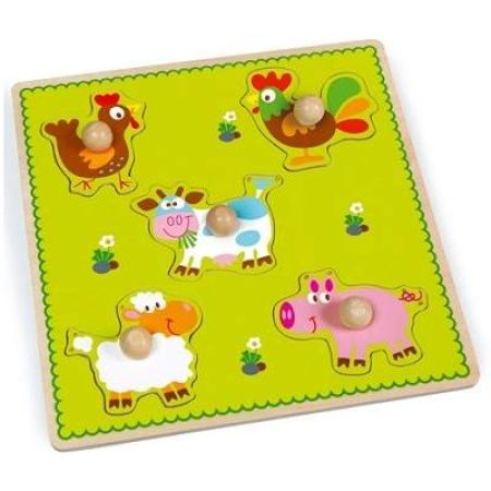 Puzzle de lemn, Animale de Curte, 5 piese, 6181024, Scratch