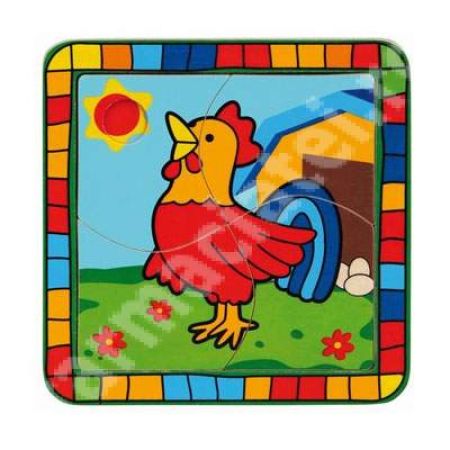 Puzzle din lemn cocos, 4 piese, +12 luni, HOE01871, Bino