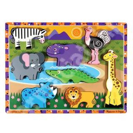 Puzzle din lemn in relief Safari, MD3722, Melissa&Doug