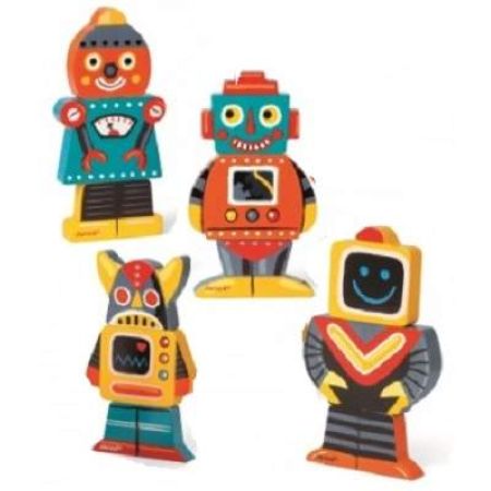 Puzzle Figurine magnetice roboti, HOE02421, Janod