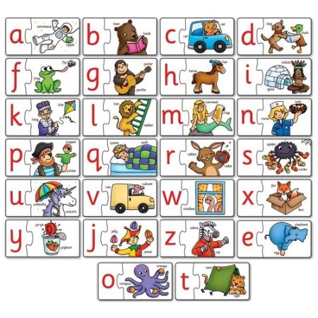 Puzzle in limba engleza Invata Alfabetul prin asociere, Orchard Toys