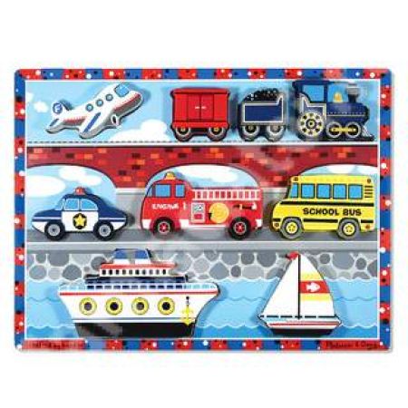 Puzzle in relief cu mijloace de transport, MD3725, Melissa&Doug