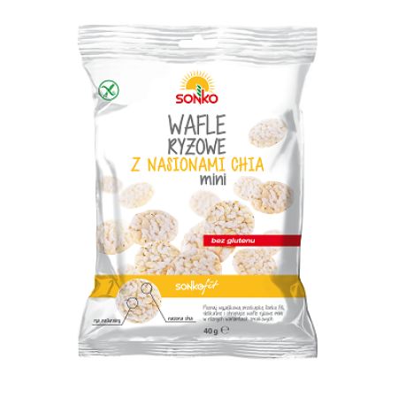 Rondele de orez cu seminte de chia, fara gluten, 40 g, Sonko