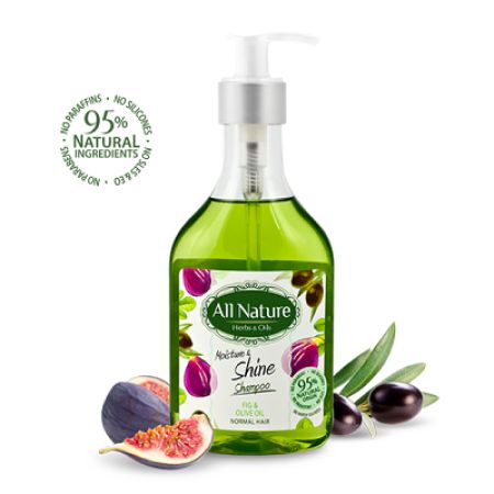 Sampon pentru hidratare si stralucire cu smochine si ulei de masline, 255 ml, All Nature