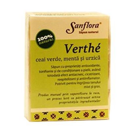 Sanpun natural cu ceai verde, menta si urzica, 100 g, Sanflora