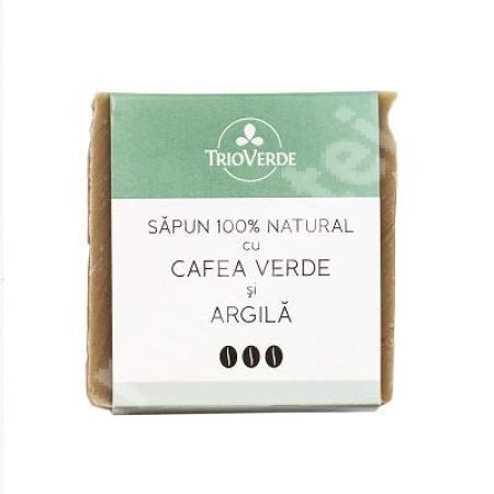 Sapun 100% natural cu cafea verde si argila, 110 g, Trio Verde