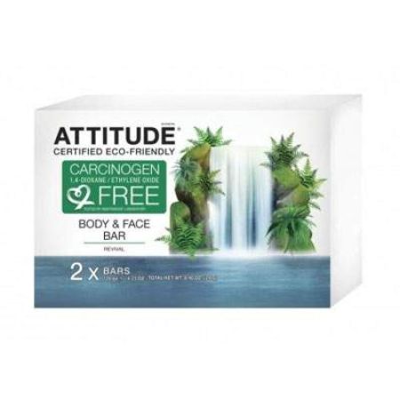 Sapun Eco revigorant pentru fata si corp, 2x120 g, Attitude