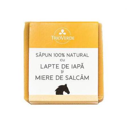 Sapun natural cu lapte de iapa si miere de salcam, 110 g, Trio Verde