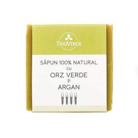 Sapun natural cu orez verde si argan, 110 g, Trio Verde