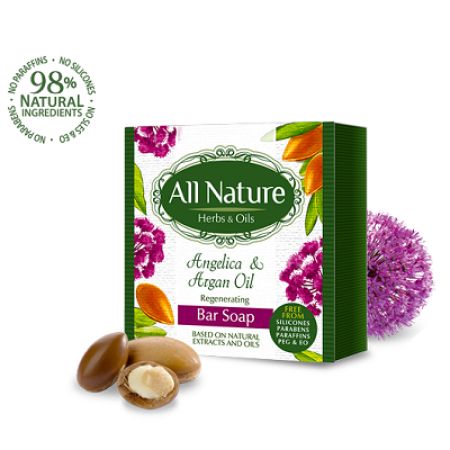 Sapun solid regenerant cu ulei de argan si angelica, 100 G, All Nature