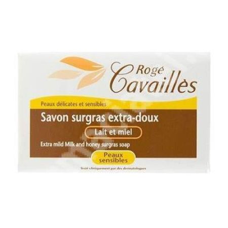 Sapun surgras extra-delicat, cu lapte si miere, pentru piele sensibila, 250 g, Roge Cavailles